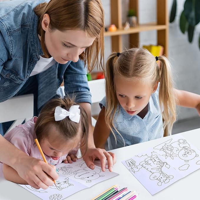 Honoson 24 Pcs Kids Coloring Books Animals Truck Coloring Books Bulk Jungle Animals Party Favors Mini DIY Art Drawing Pages for Birthday Gifts Classroom Jungle Party Supplies(Cartoon Style)