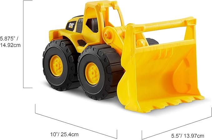 CAT Construction Toys, Construction Fleet 10" Front Loader Toy - Real Working Parts, Indoor/Outdoor, Sturdy Plastic Construction for 2+ Year Old Boys