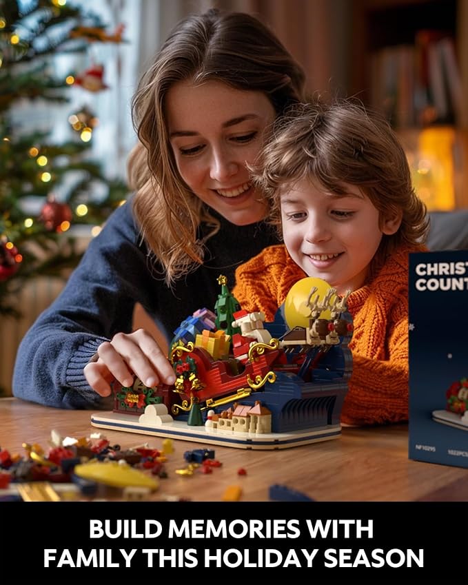 Nifeliz Christmas Countdown Building Set for Adults and Family, Christmas Decoration to Build Together, Holiday Collectible Gift for Home Décor and Office Décor (1022PCS, NF10295)
