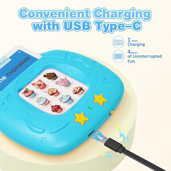 Toddlers Talking Flash Cards with American Accent & 144 Sight Words, Speech Therapy Toys for 3 4 5 6 Years Old Boys and Girls (Blue)