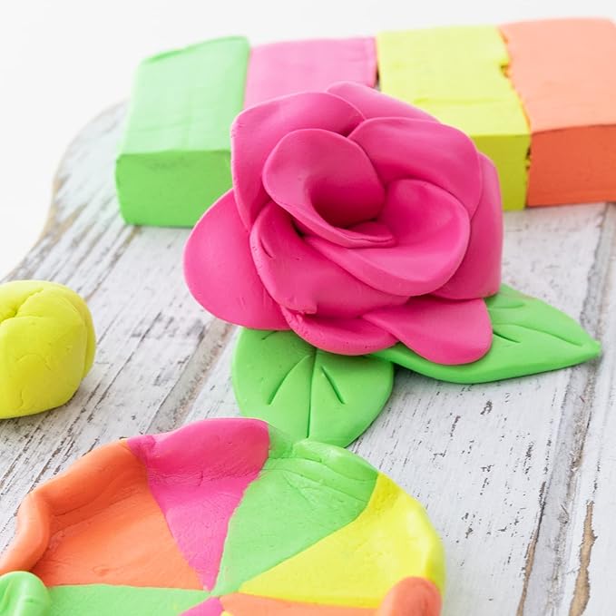 BAZIC Modeling Clay Neon Color 1 LB, Modeling Dough Non Toxic Gift for Artist Kids, Bulk for Classroom, 4-Pack