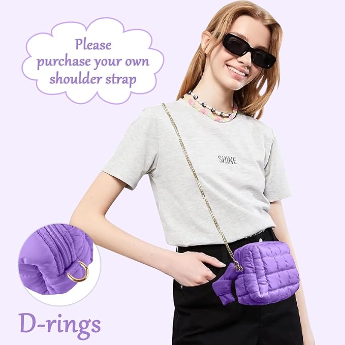 Puffer Quilted Makeup Bag Cosmetic Bags,Puffy Travel Toiletry Pouch for Women,Cute Checkered Zipper Bag Travel Essential,Portable Aesthetic Make up Organizer Bag for Gifts Work Daily(Purple,S)