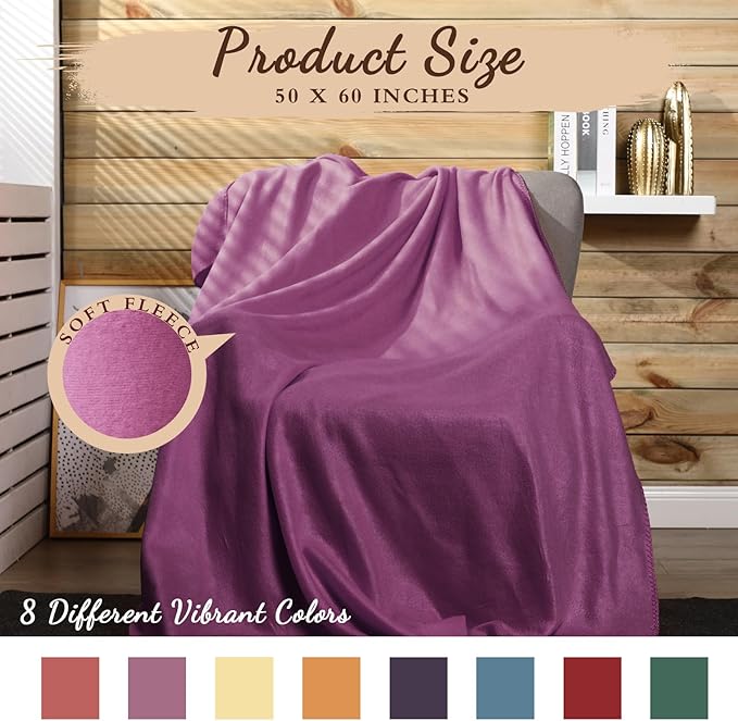 Kinlop Fleece Blanket Bulk 60 x 50 Inch Soft Lightweight Fleece Cozy Blanket Warm Throw Plush Pet Throw for Bed Couch Sofa Home Office Wedding Gifts Travel Camping(Modern Color,40 Packs)