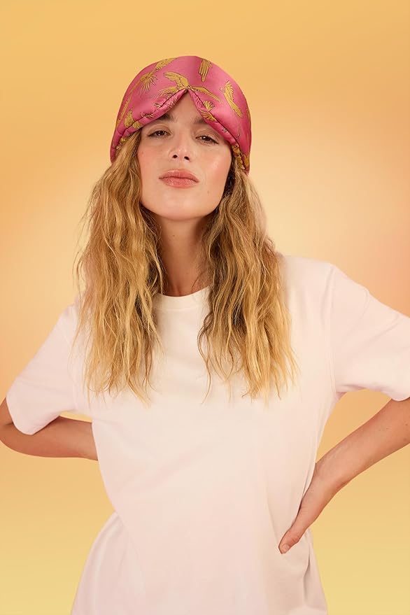 Glow People Silk Sleep Mask – 100% Mulberry Silk Eye Mask for Sleeping, Total Blackout, Cloud-Soft and Adjustable for Beauty Sleep and Travel - Macaw