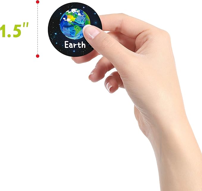 600 PCS Solar System Stickers in Rolls with Perforation Line. Perfect for Toddlers and Kids. 1.5” (Expanded Edition with Astronauts, Comet, The Moon and Satellites)