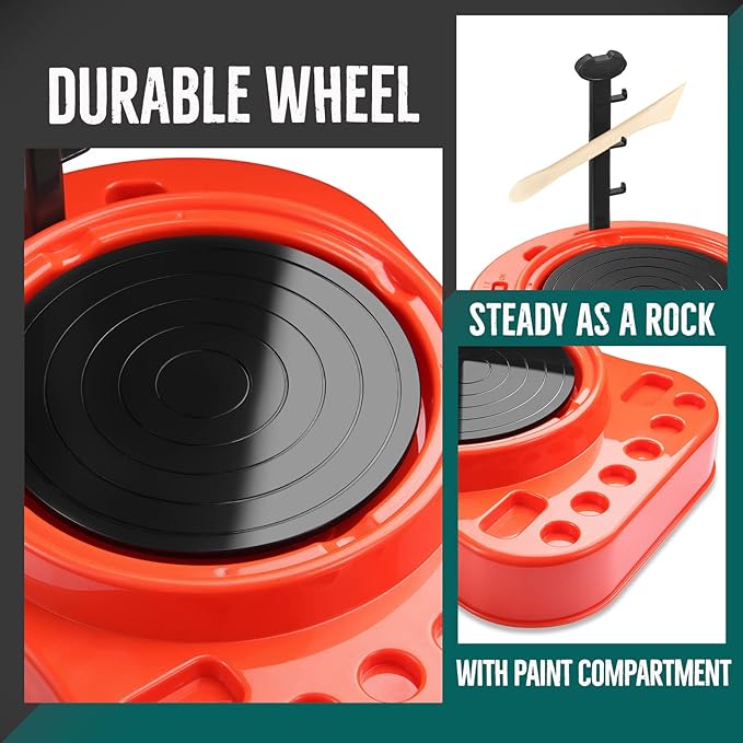 Insnug Pottery Wheel for Kids - Complete Pottery Kit for Beginners, Upgraded Sculpting Clay Tools, Air Dry Clay & Arts Supplies, Mini Pottery Wheel Crafts Kits for Kids Girls Boys Ages 8-12