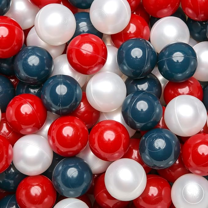 GOGOSO Balls for Ball Pit 100 Count and Long-Lasting Play Balls for Endless Entertainment at Indoor Playgrounds and Playrooms, Red+Green+Pear White