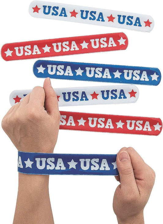 Fun Express USA Slap Bracelets - Jewelry - 12 Pieces