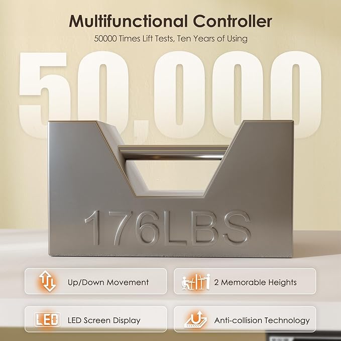 Monomi 55 Inch Electric Standing Desk, Height Adjustable Sit Stand Up, Work Home Office Computer PC Desks, Gaming Writing Study Bedroom Rising Table, White