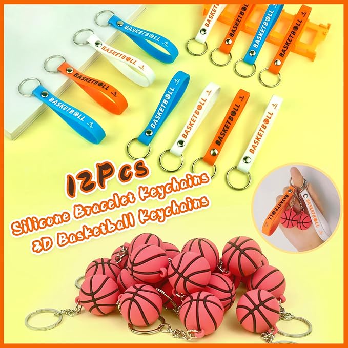 Basketball Party Favors 110Pcs Basketball Themed Birthday Party Supplies Wristbands Basketball Keychains Bracelets Bags Stickers Pinata Filler