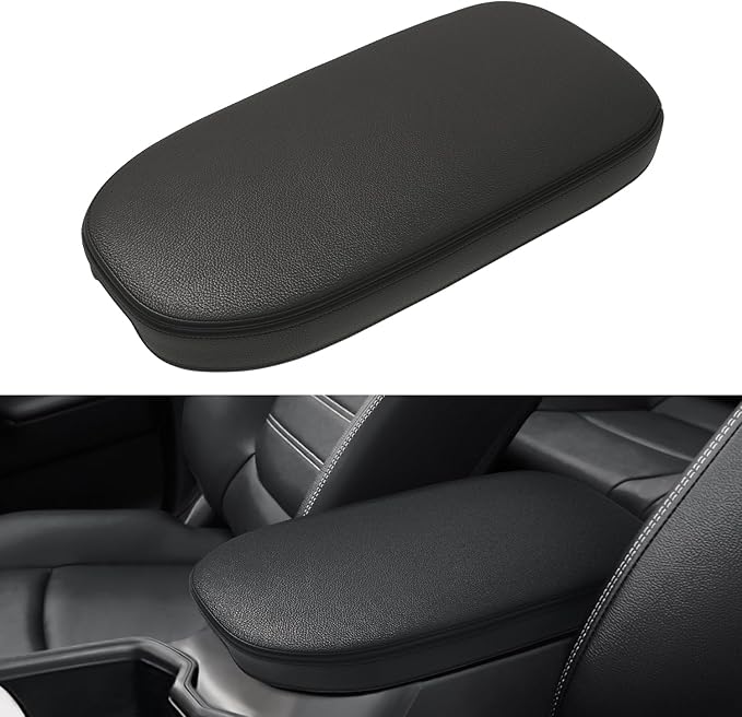 Asgohme Car Center Console Armrest Cover Compatible with Toyota RAV4 2019-2025 Accessories, Premium Leather Arm Rest Box Lid Cover, Middle Console Cover (Black)