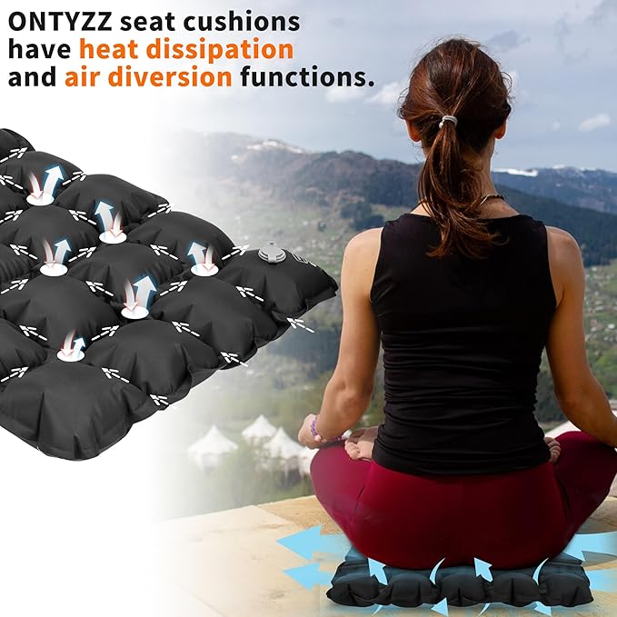 ONTYZZ Inflatable Seat Cushion Lightweight Stadium Seat Pad Travel Air Seat Cushion for Hiking Office Airplane Stadium Car
