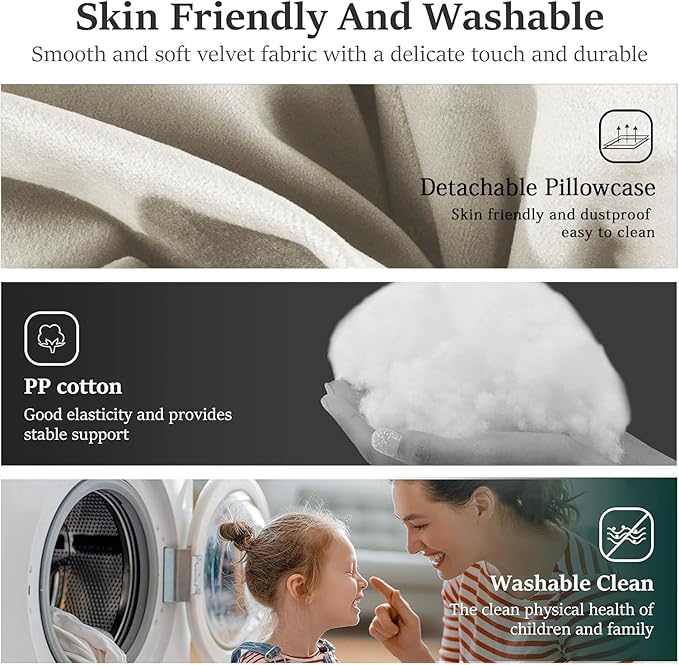 Headboard Wedge Pillow Large Bolster Reading Pillows for Sitting in Bed Adult,Velvet Triangular Cushion Backrest Lumbar Back Support Upholstered Daybed Sit Up Book Pillows(White,King)