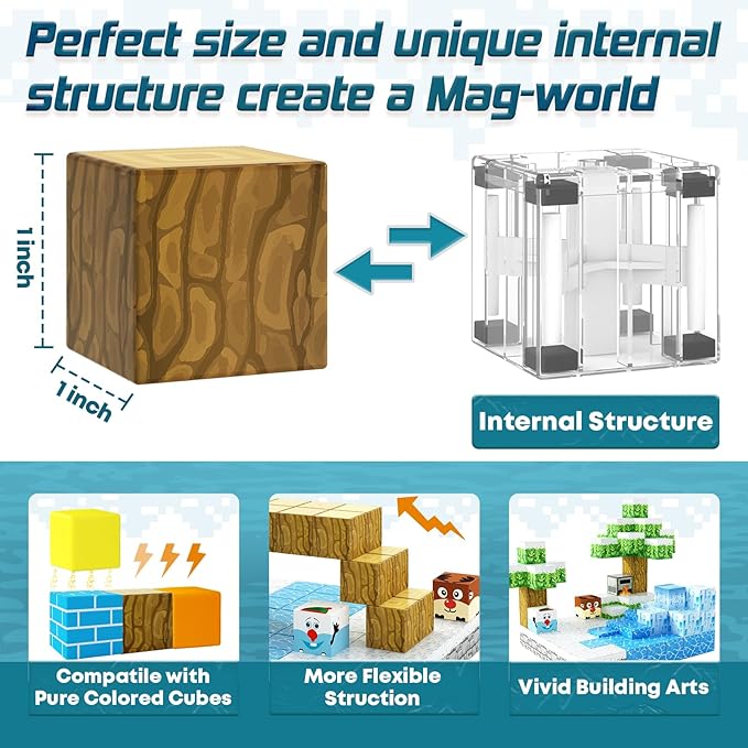 Magnetic Blocks-Build Mine Magnet World Frozen Edtion,Toys for Girls Age 3 4 5 6 7 8 Princess Castle STEM Sensory Kids Games Toys for Toddler Christmas Birthday Gifts for 3+ Years Old Girls & Boys