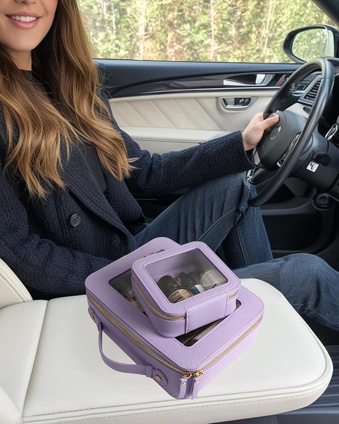 FFpaw Travel Clear Makeup Bag Set, TSA Approved Cosmetic Bag Case with Zipper Portable Makeup Pouch Toiletry Bag Women Traveling Cosmetic Organizer Storage Bag Car Organizer Car Essentials for Women