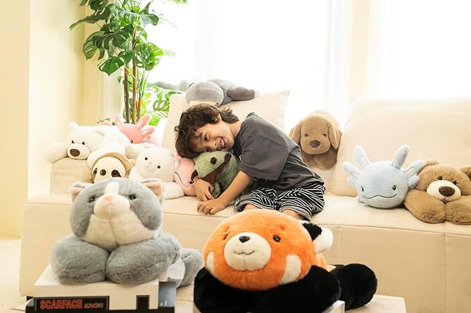 Niuniu Daddy 20" | 3.3 Pound Weighted Cat Stuffed Animals for Kids, Weighted Cat Plush Toy for Toddler Teens Adults, Large Grey Kitty Plushies Pillow with Soft Fur for Present Christmas Birthday