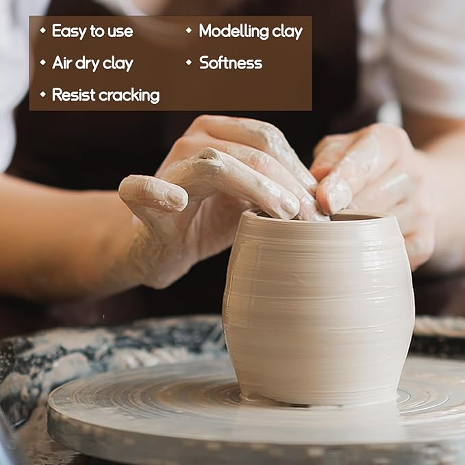 Katech Air-Dry Clay Kit for Adults-Pottery Clay 2.2LBs with 23 Pcs Ceramics Clay Sculpting Tool Set-All-Purpose Modeling Clay-No Cracking Air Clay-Ideal for Beginners and Professionals (White)