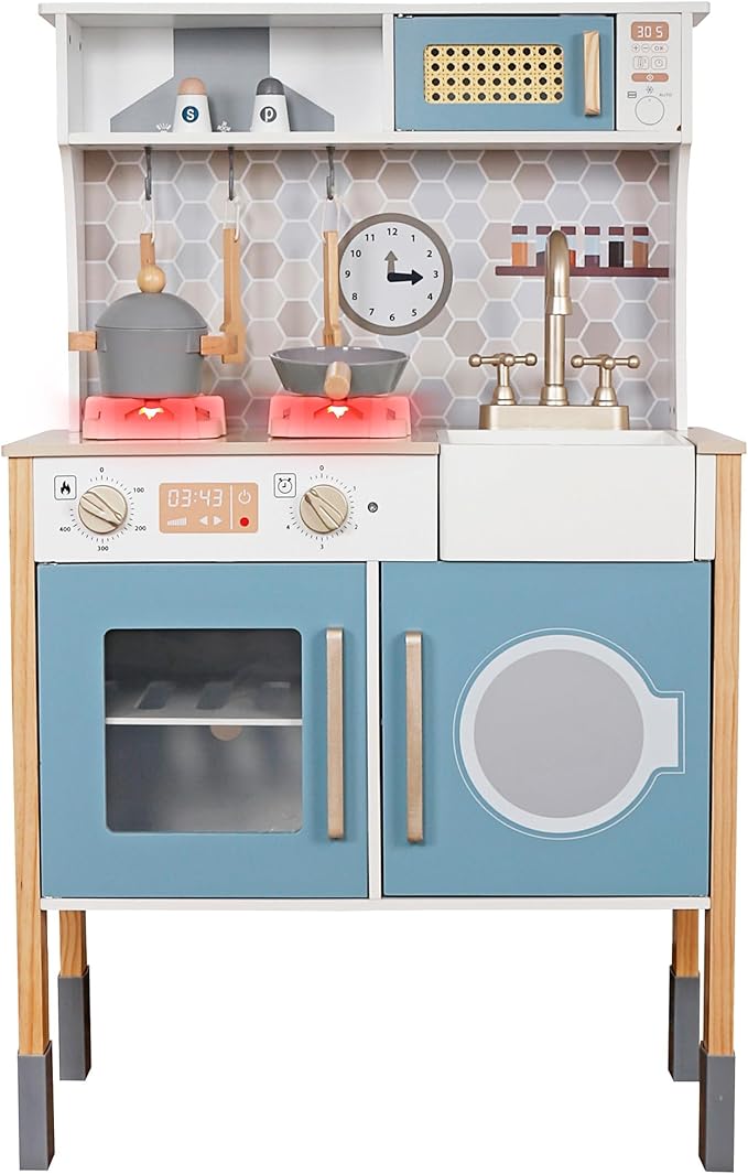 Kitchen Toy Playset for Kids, Electronic Play Stove with Light&Sounds, Pretend Play Cooking Toys Kitchen Set with Cookware Accessories,Toddler Toy Kitchens Festival Gift for 3+ Year Old Girls Boys