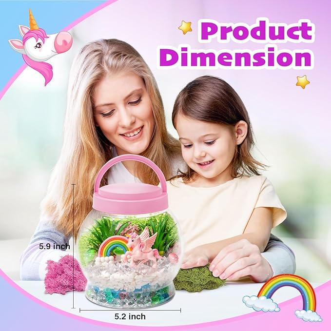 Hasviey Terrarium Kit for Kids, Light Up Unicorn Toys for Girls 6-8, DIY Kids Arts and Crafts Kit with Remote Control, Preschool Learning & Education Science Kits & Toys, Gift Ideas for Birthday Xmas