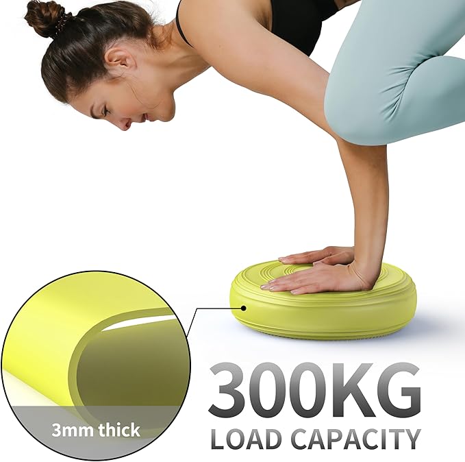 Inflated Wobble Cushion,Circular Non-slip Texture for Comfortable Sitting,Extra Thick Dyna Disc with Pump for Core Strength,Wiggle Seat to Improve Posture,Fitness,660lb Load Capacity