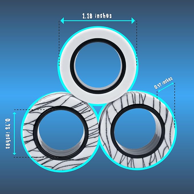 Cevioce 6 PCS Magnetic Ring Fidget Toys Set,Easter Basket Stuffers Finger Spinner Pack for Teens Adults and Kids,Coolest Magnet for ADHD Anxiety Relief Toy for 8+ Year Old Boys Valentine's Day Gifts