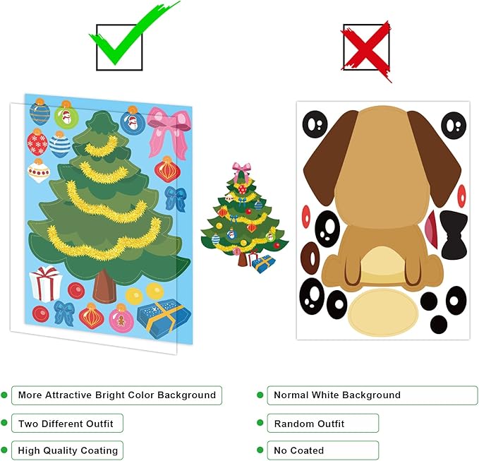 48 Pcs Christmas Tree Stickers Make A Christmas Tree Sticker Sheets for Kids Sticker Home Classroom Party Favor Art Craft School Rewards