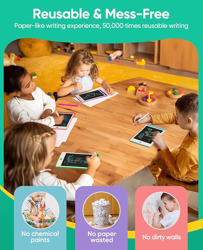 4 Pack LCD Writing Tablet, 8.5 Inch Colorful Toddlers Drawing Tablet for Kids, Creative Doodle Board Drawing Pad, Toy Birthday Gift for 3-6 Year Old Girls Boys