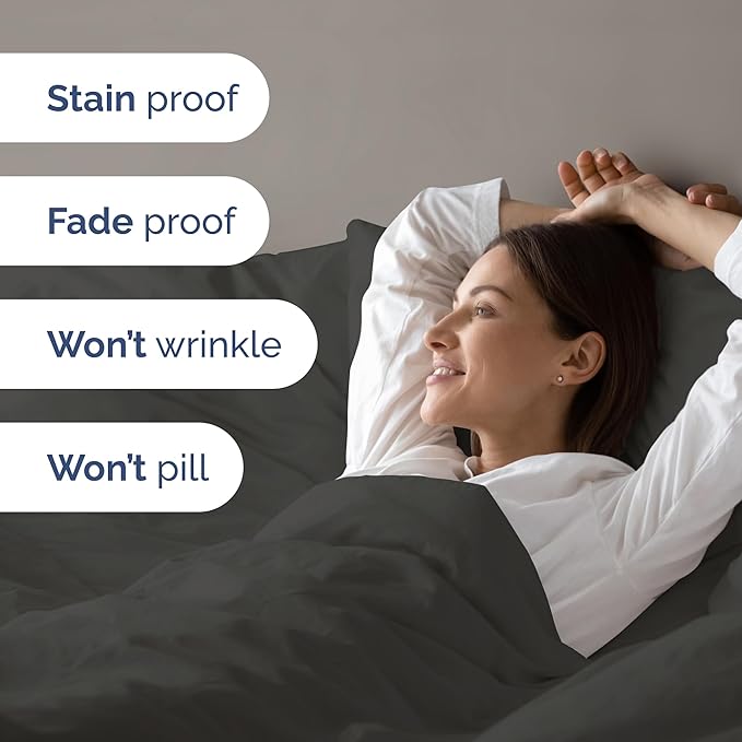 Duvet Cover Twin/Twin XL Size Set - Extra Soft Duvet Cover 68 x 90 with 1 Pillow Sham - Hotel Luxury, Easy Care and Fade Free w/ Zipper Closures & Ties - Comfy, Cozy Breathable Bedding Set (Charcoal)