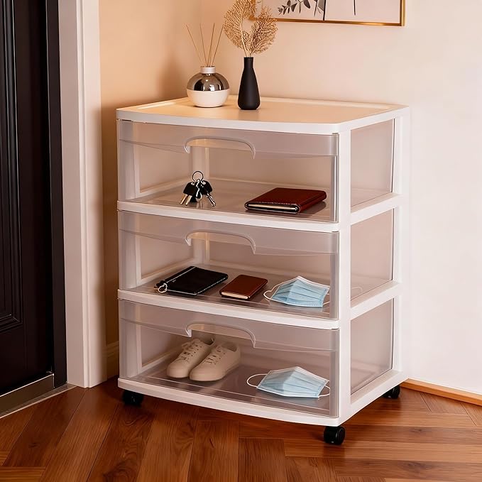 Wide 3 Drawer Cart White