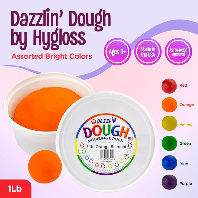 Hygloss Play Modeling Dough - Orange Dough Scented - Safe & Non-Toxic for Kids Arts & Crafts - Party Favors - Classroom Supplies - 3lb