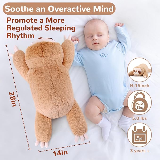 Sloth Weighted Stuffed Animals - 28 Inch 5.0 Pounds Weighted Plushies Sloth Stuffed Animal - Large Plush Pillow - Cute Plush Toy Gifts for Kids & Adults (28" 5.0 lbs)