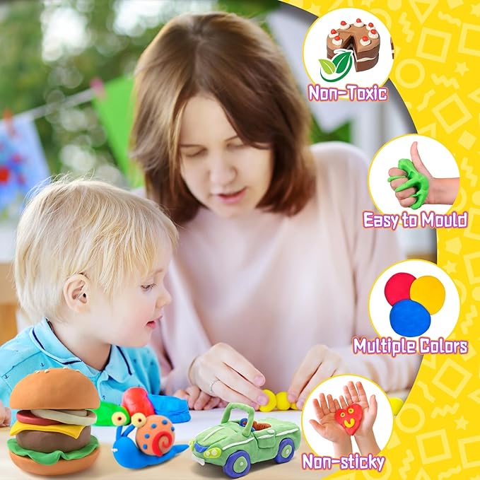 Air Dry Clay, 36 Colors Safe & Non-Toxic, Super Light Magic Clay with 3 Sculpting Tools, Non-Sticky, DIY Modeling Clay for Boys & Girls, Ideal Art Crafts Gift for Kids and Adults