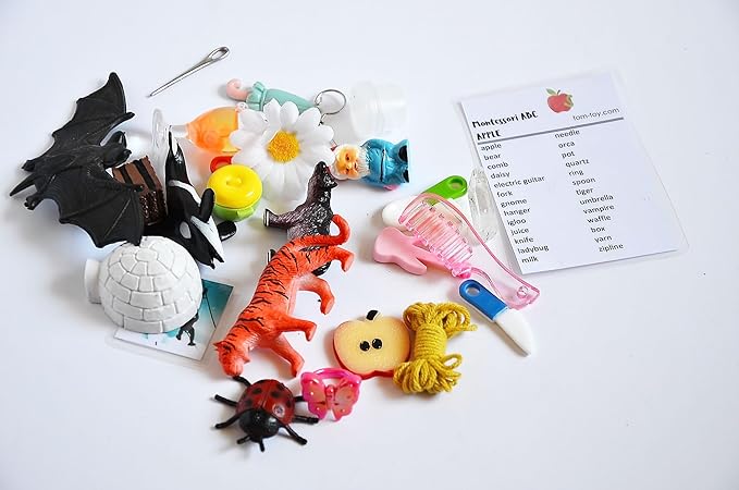 TomToy Apple Alphabet Objects Set for Montessori ABC Box, Set of 26 Objects