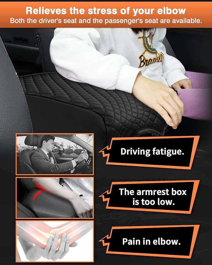 Shademax Center Console Cover for Ford F150 2021-2025 2026 Accessories, F150 Armrest Cover Bucket Seat Console Arm Rest Cushion Pad Leather Middle Console Armrest Lids Protector (Bucket Seat Only)