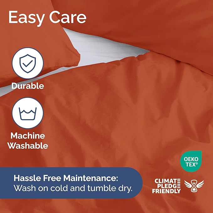 Duvet Cover Cal King Size Set - Extra Soft Cal King Size Duvet Cover 104 x 98 with 2 Pillow Shams - Hotel Luxury Easy Care and Fade Free w/Zipper Closures & Ties - Breathable Bedding Set (Terracotta)