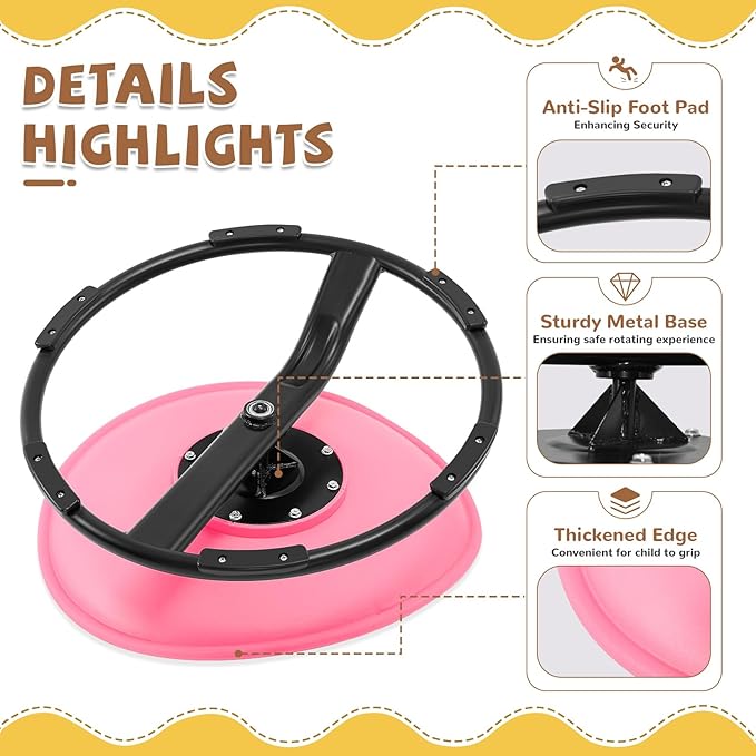 Zhenx Spinning Chair for Kids, Autism Kids Swivel Chair, Kids Sensory Chair, Spinning Chair for Autistic Kids & ADHD Children, Sit and Spin Training Body Coordination (Pink)