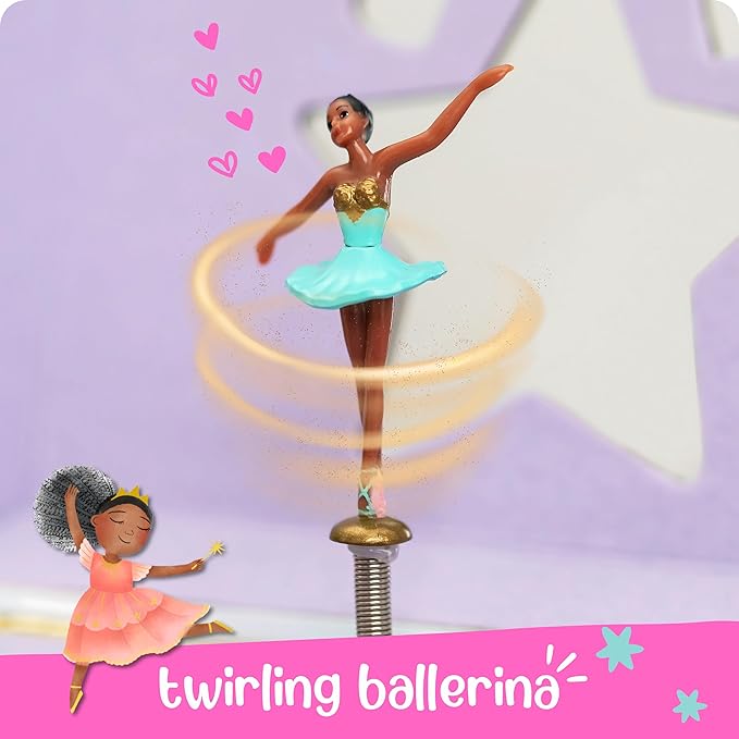 Ballerina Jewelry Box - Ballerina Gifts for Girls Age 4-6- Kids Jewelry Box with Spinning Ballerina - 6 x 4.7 x 3.5 in