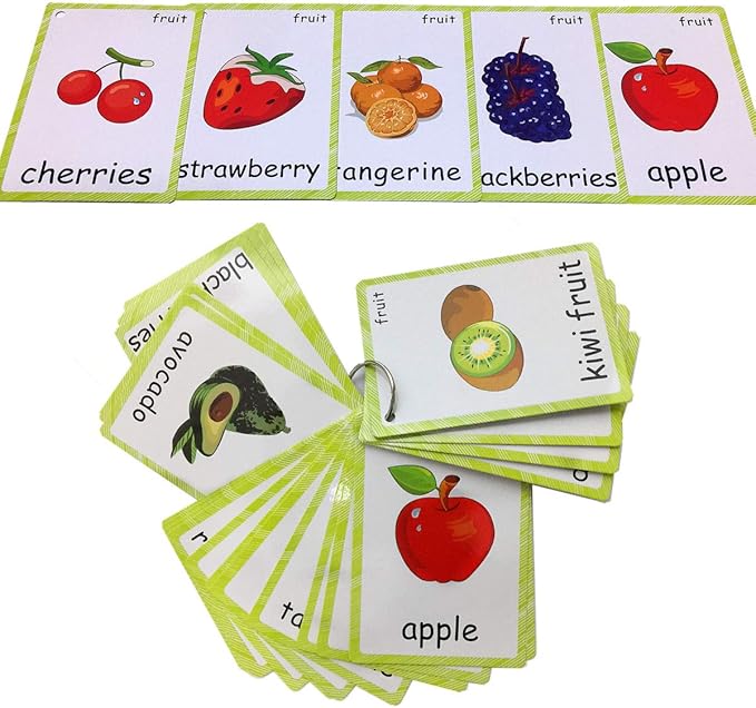 Set of Fruit and Vegetable Flash Cards for Toddlers | Kids Learning Flashcard & Montessori Pocket Cards Toys | Perfect for Pre-K Decor Background Wall Stickers, Teacher/Autism Therapists Tools