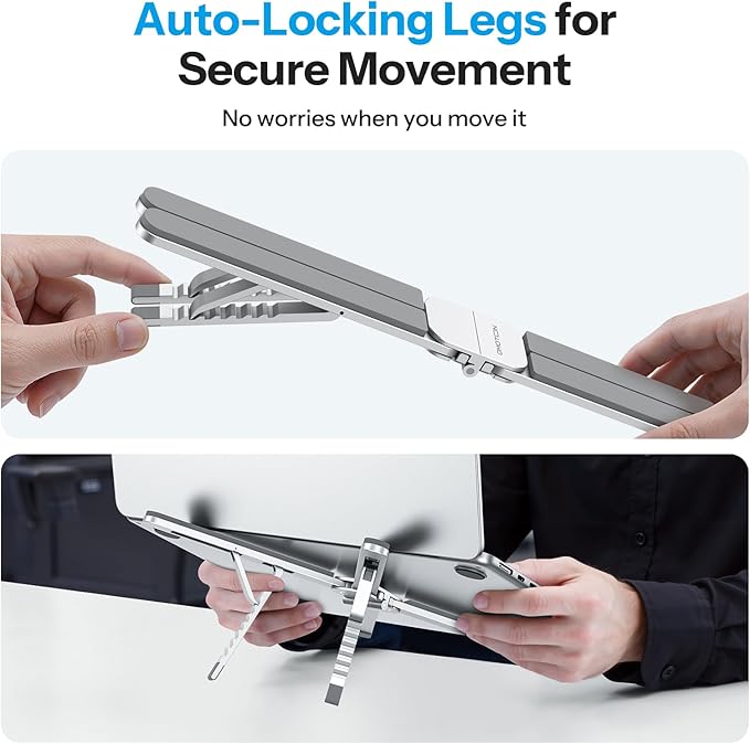 OMOTON Foldable & Portable Laptop Stand for Desk, [Ultra Lightweight] Tablet Stand for Desk and Travel, 6 Level Height Ergonomic Aluminum Computer Holder for 10-16" Laptops