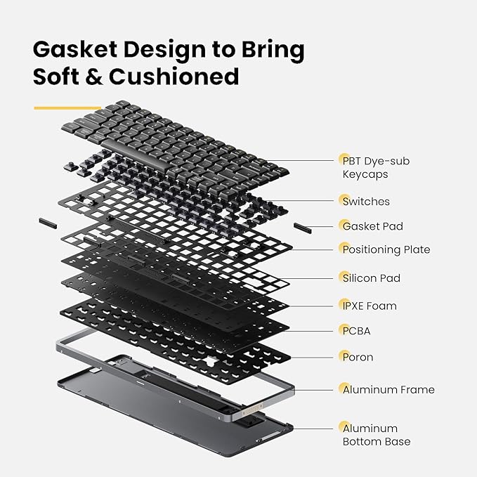 LOFREE Flow Low Profile Mechanical Keyboard, 100 Keys Rechargeable Wireless Keyboards with Bluetooth and Wired Connection for Windows, Mac OS/Black Phantom Tactile Switches