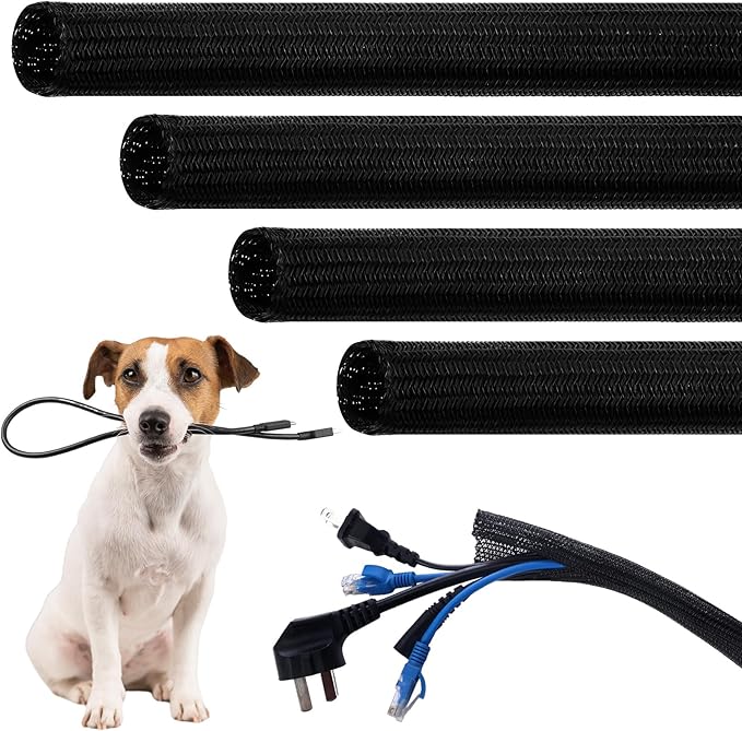 Pangda 50ft Split Wire Loom Tubing Flame Retardant Braided Cable Sleeve Split High Temperature Cable Conduit Auto Wire Conduit for Industrial Electrical Tinsel Automotive Marine(50 Ft, 1/2")