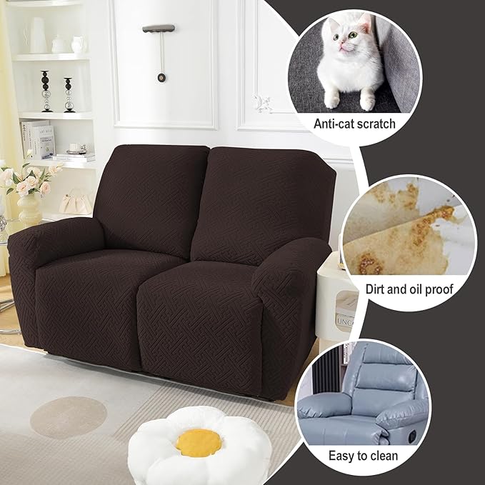 NORTHERN BROTHERS Recliner Chair Covers, Loveseat Chair Covers, Covers for Reclining Chairs, Recliner Couch Cover 2 Seat, Dark Brown