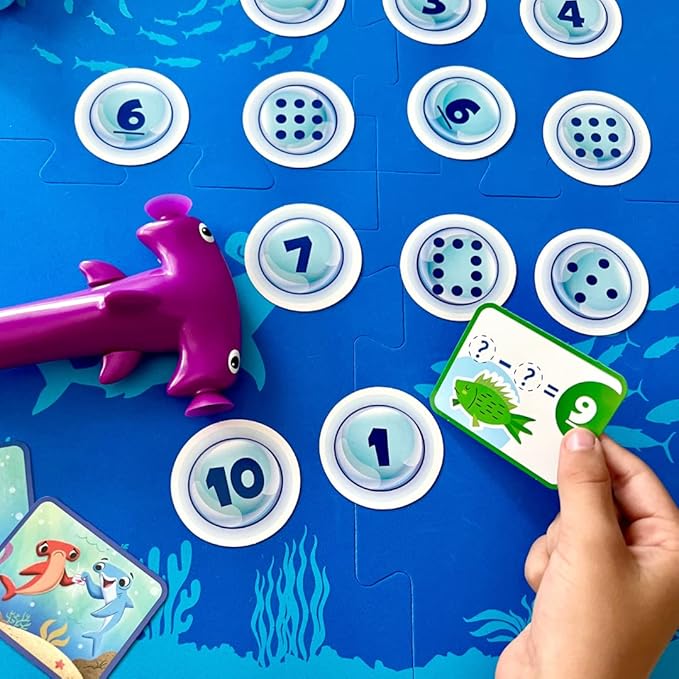 hand2mind Hammerhead Number Hunt! Math Game, Addition and Subtraction Games, Educational Board Games, Fun Games for Family Game Night, Kindergarten Learning Games for Kids Ages 5-7, Kids Learning Toys