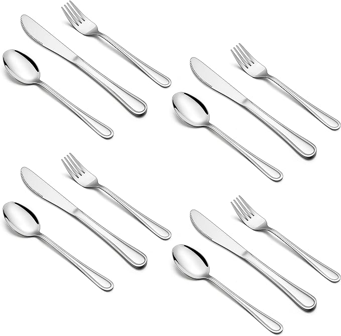 HaWare 12-Piece Kids Silverware, Stainless Steel Toddler Utensils Flatware Set, Preschooler Eating Utensils Includes 4 Spoons 4 Forks 4 Knives, Metal Children Cutlery for Home School, Mirror Finished