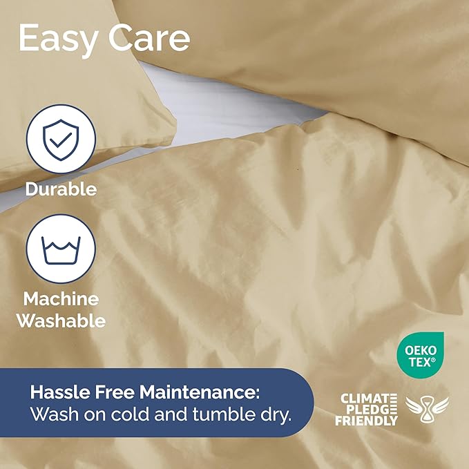 CGK Unlimited Duvet Cover King Size Set - Extra Soft King Size Duvet Cover 104 x 90 with 2 Pillow Shams - Hotel Quality, Fade Free w/Zipper Closures & Ties - Bedding and Bed Linens Set (Beige)