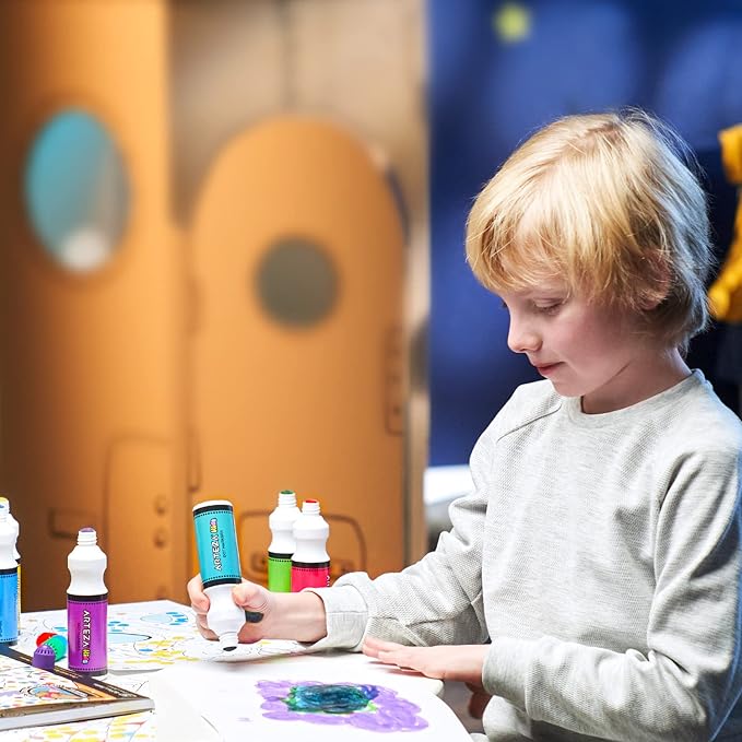 ARTEZA Kids Dot Markers and Activity Book, 6 Nontoxic Bingo Daubers