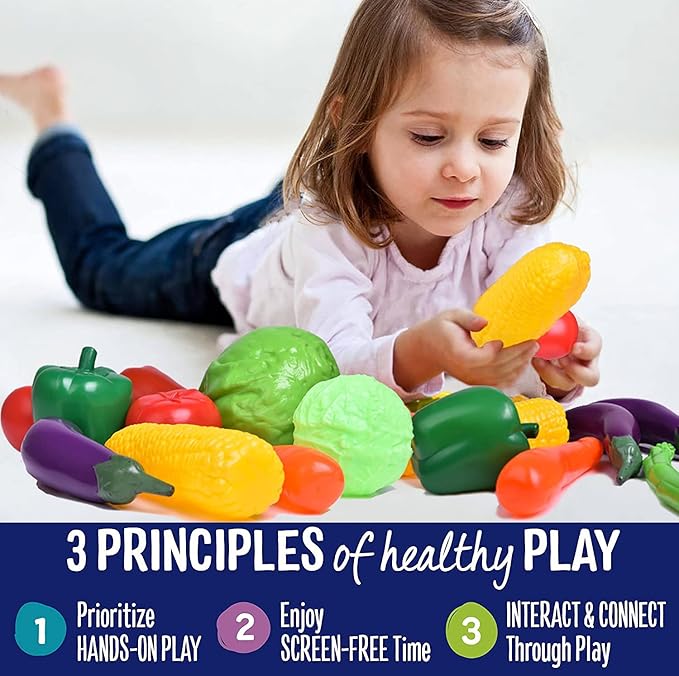 20 Pieces Play Vegetables Playset - Life-Sized Toy Food for Kids Kitchen, Healthy Farmer's Market Grocery Pretend Play Plastic Toy Set for Toddlers