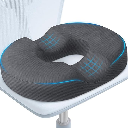 BlissTrends Donut Pillow Seat Cushion, Donut Chair Cushions for Postpartum Pregnancy & Hemorrhoids, Tailbone Pain Relief Cushion, Memory Foam Lifting Cushions for Office & Home Chairs (Grey, X-Large)