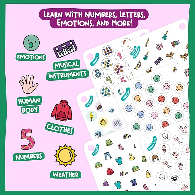 Nene Toys Educational Memory Extension Cards - 24 Extra Themed Patterns – Additional Matching Cards with Numbers, Letters, Animals, Body Parts Exclusive Size