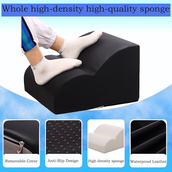 Foot Rest for Under Desk at Work.Multifunctional 3-Tier Foot Stool,With waterproof leather Footrest.For Under Desk,Office Chair Gaming Chair & Sofa,Leg Elevation Pillow,supports Posture-Black
